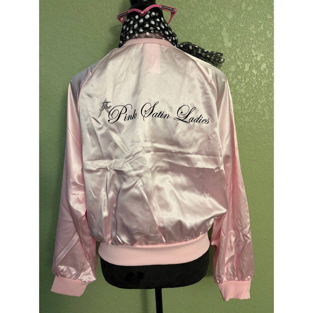 Spirit Halloween The Pink Satin Ladies Costume Jacket Scarf Glasses XL 12-14 - Picture 2 of 7